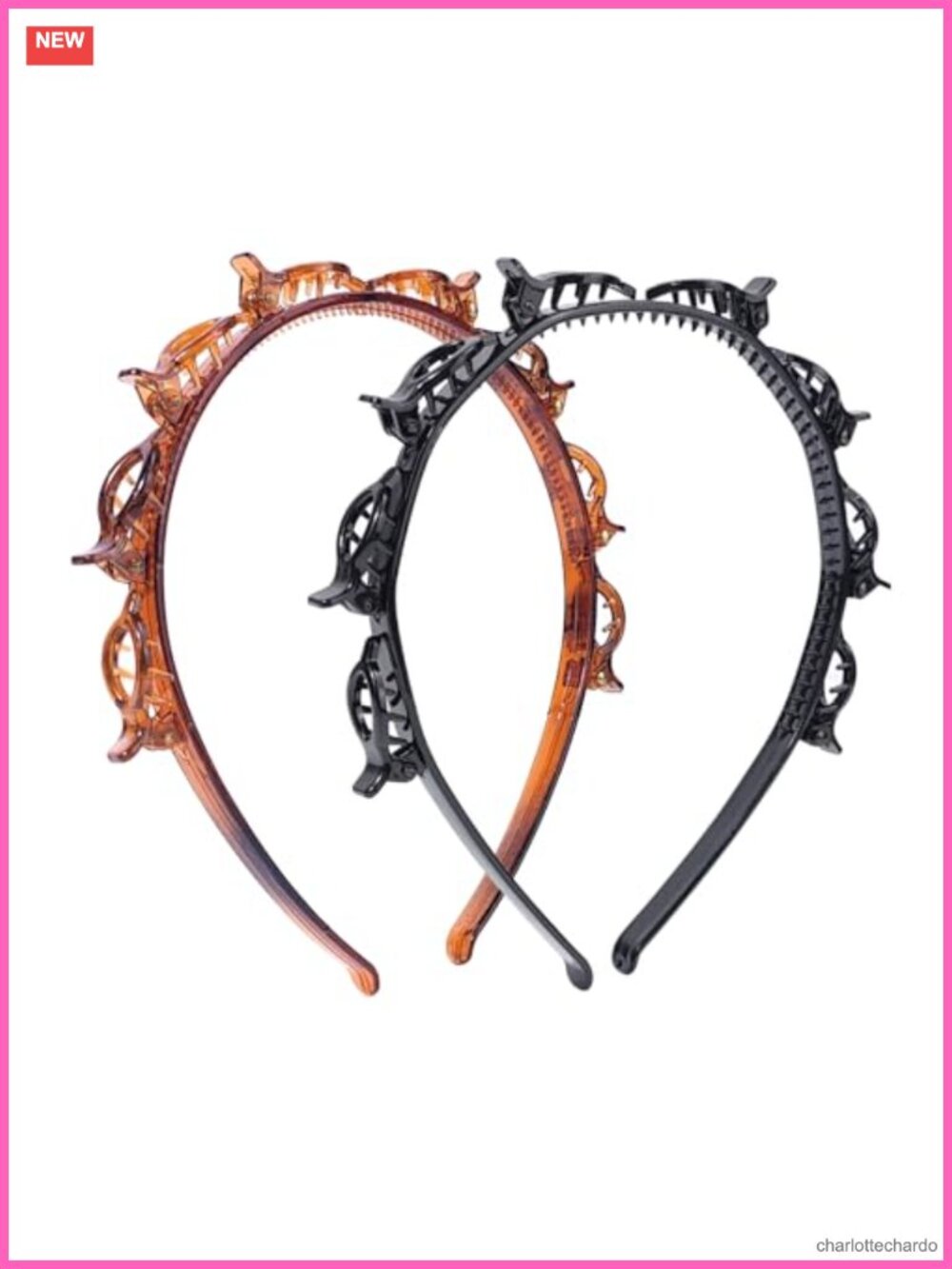 2 Pack Clip Headband for Twisty Bangs 90s Hair Accessories with 8 Mini Clips